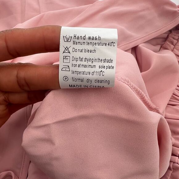 DEEPSELF Women Summer V Neck Cold Shoulder Short Sleeve Maxi Dress High Waist S - Picture 9 of 10